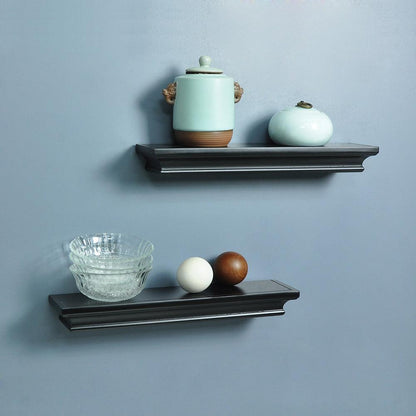 AHDECOR-HOME 家居/室内设计软件 2 PCS / Black AHDECOR Floating Shelves Wall Mounted Display Storage Shelves, Wall Shelf for Home and Office Decor, Black Finish, 4" Deep, Set of 2