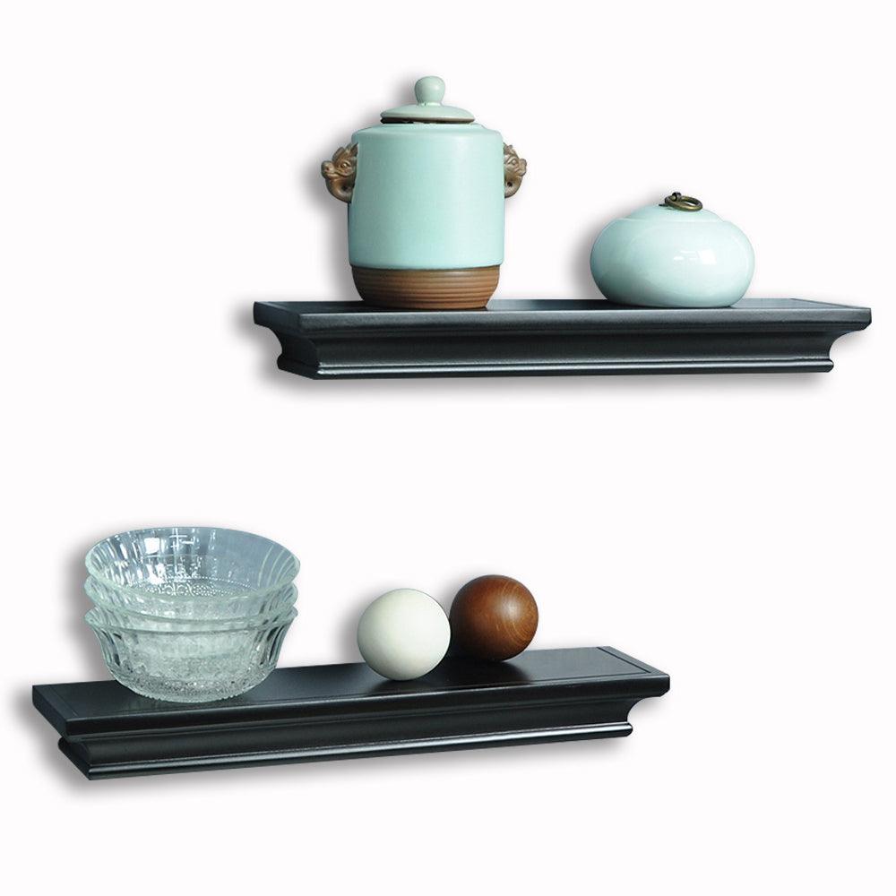 AHDECOR-HOME 家居/室内设计软件 2 PCS / Black AHDECOR Floating Shelves Wall Mounted Display Storage Shelves, Wall Shelf for Home and Office Decor, Black Finish, 4" Deep, Set of 2