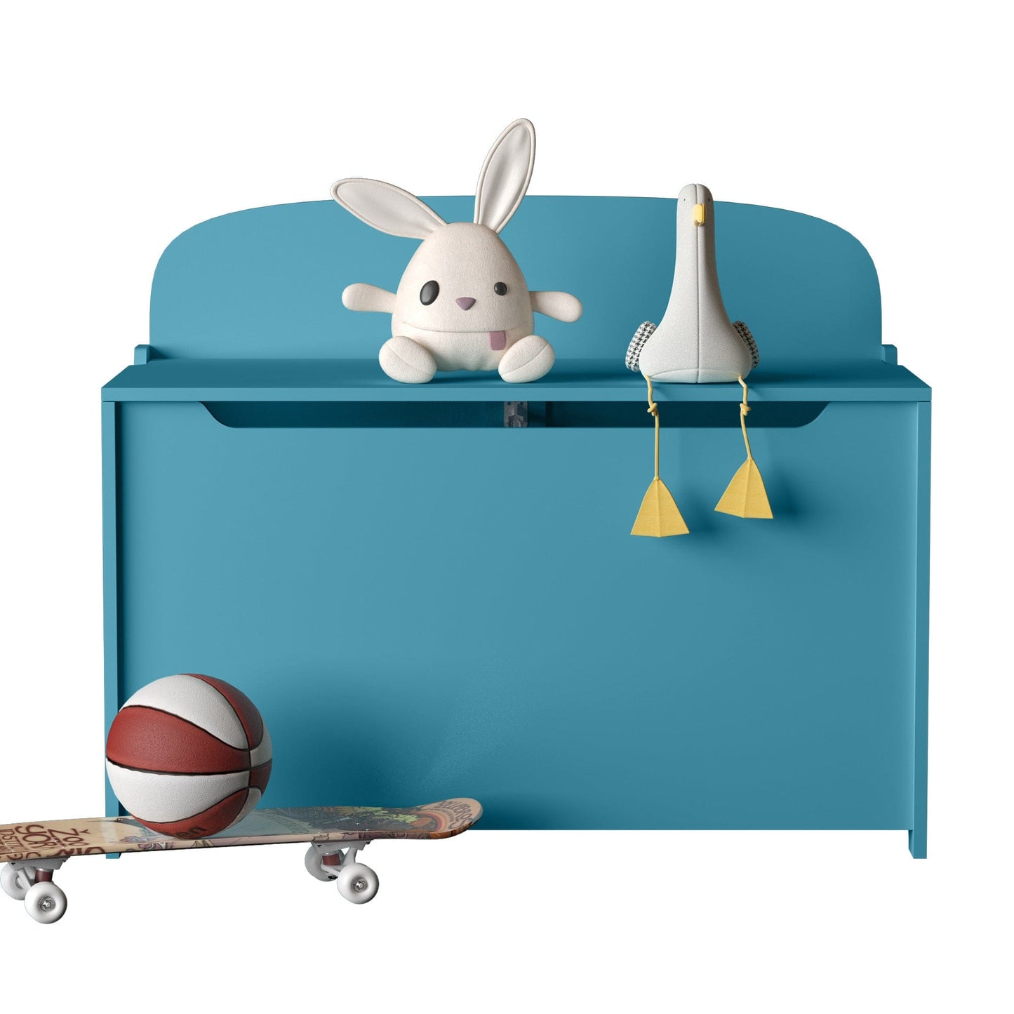 AHDECOR 30" Kids Wooden Toy Box/Bench with Safety Hinged Lid (Teal)