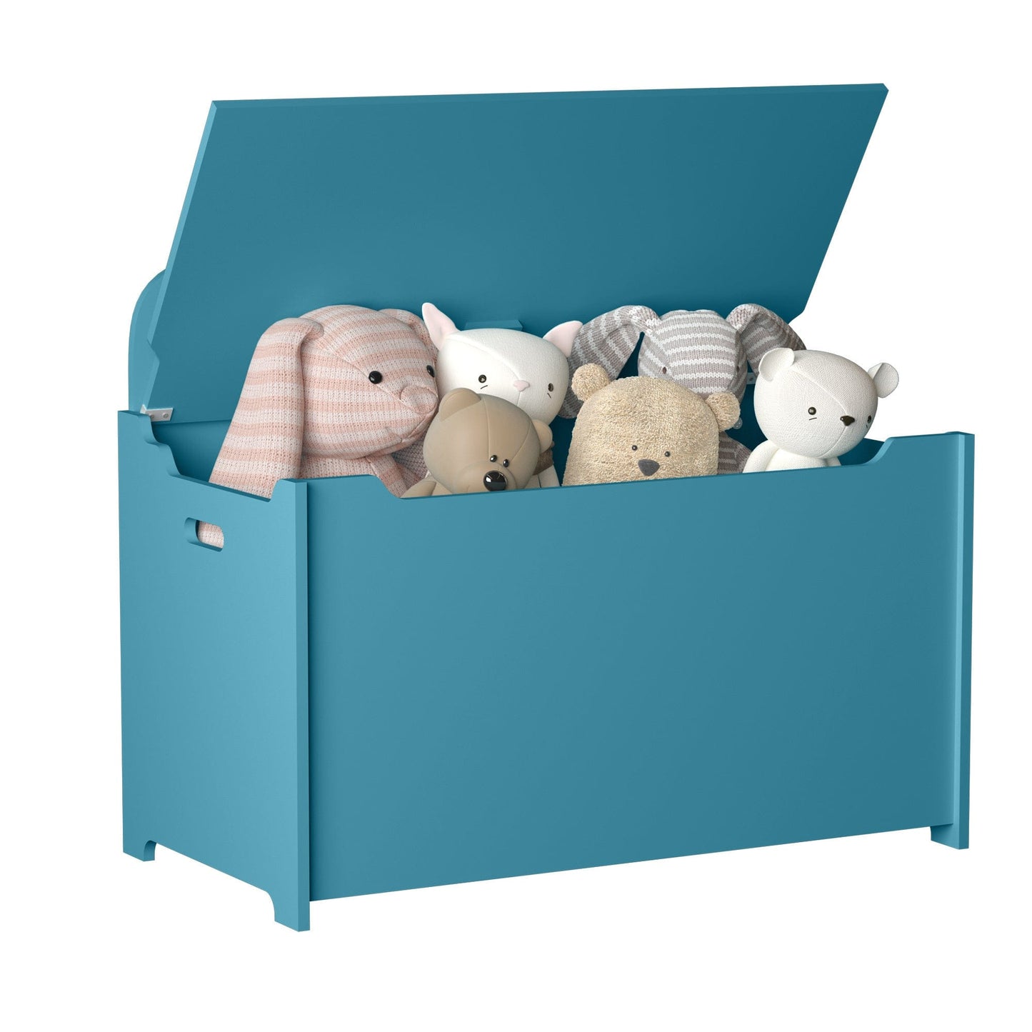 AHDECOR 30" Kids Wooden Toy Box/Bench with Safety Hinged Lid (Teal)