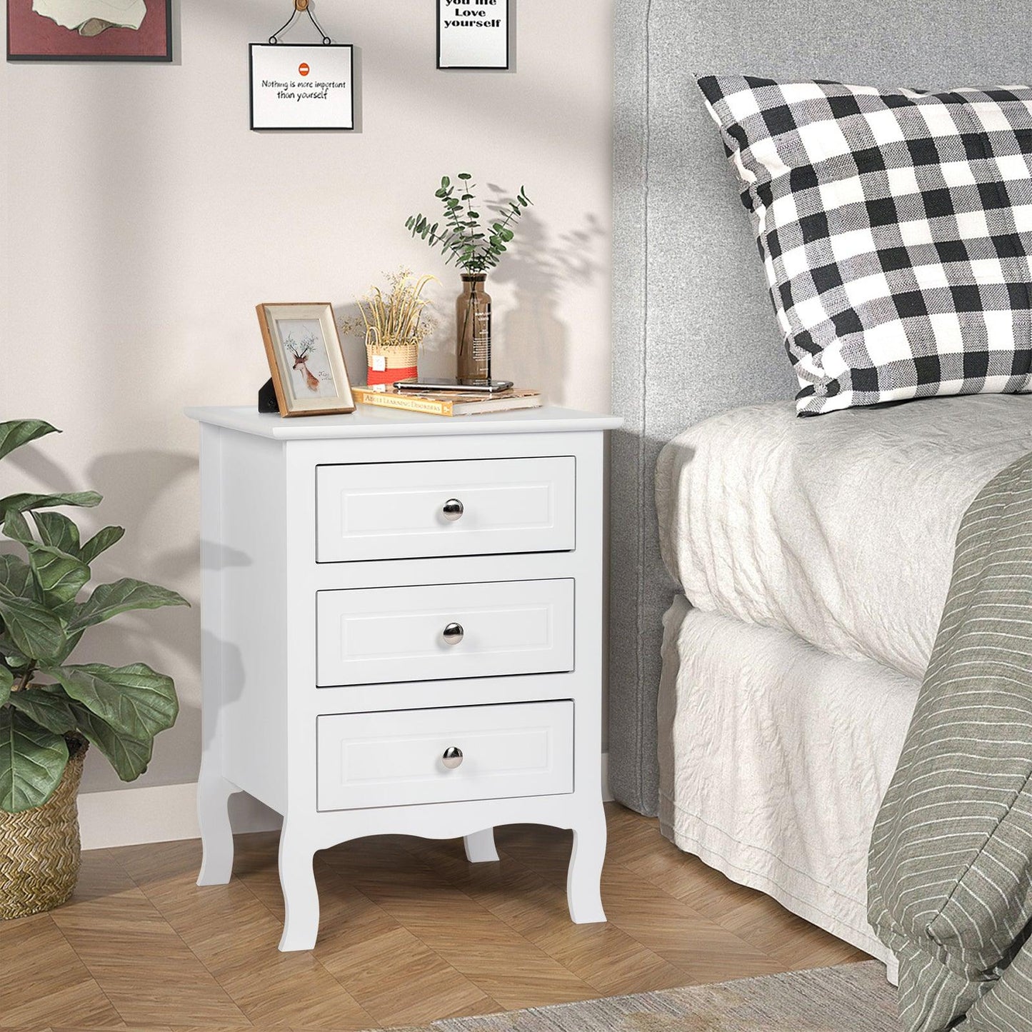 Ah-decor 45*38*63cm Country Style Three Drawer Night Table Large Size White