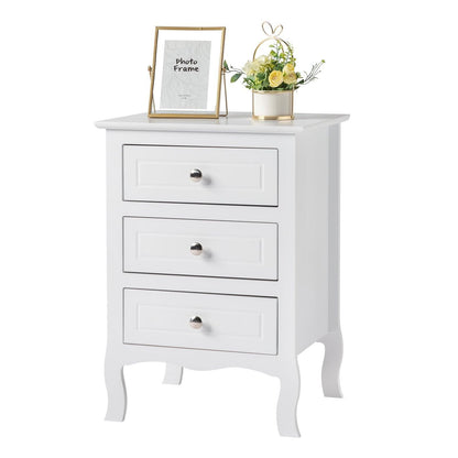 Ah-decor 45*38*63cm Country Style Three Drawer Night Table Large Size White