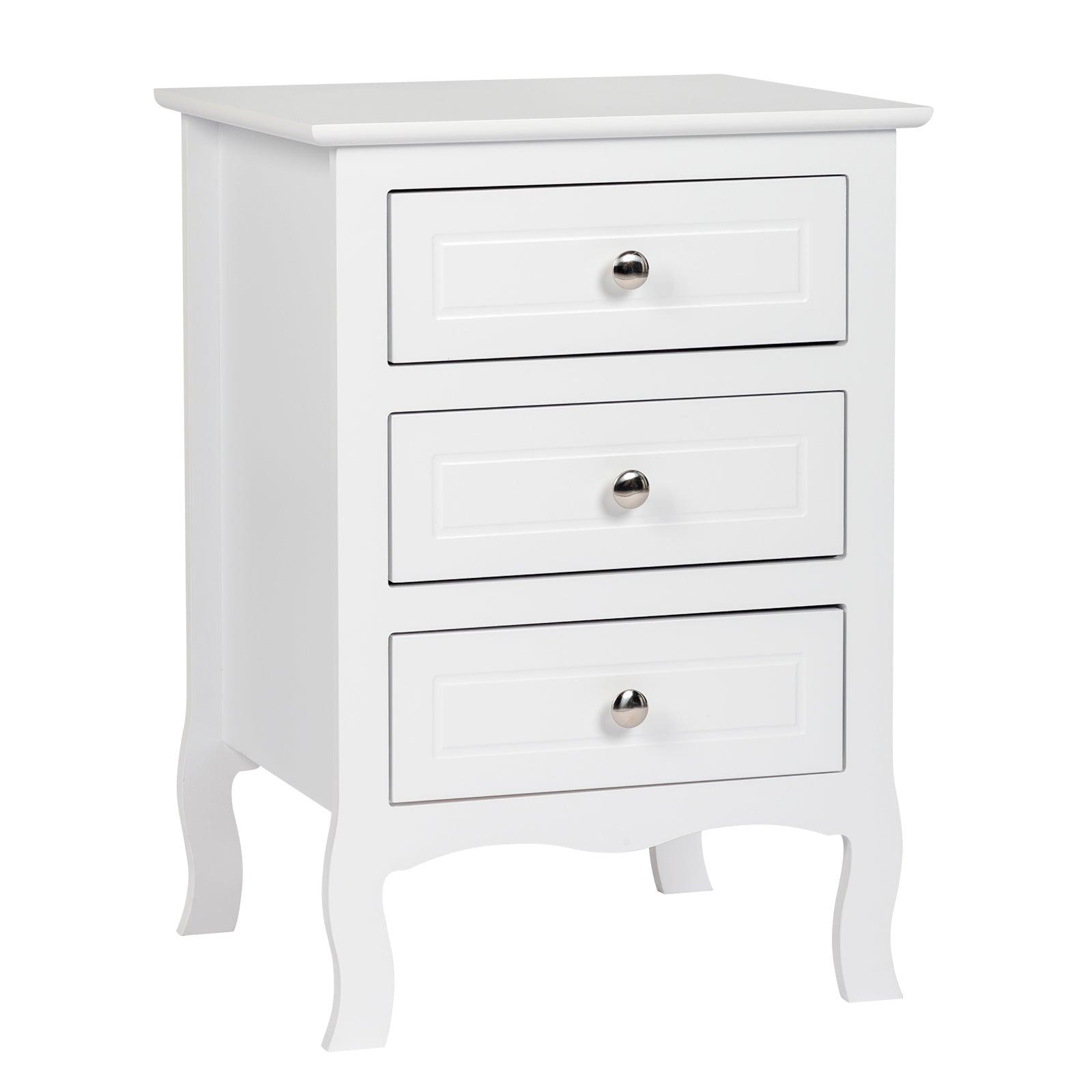 Ah-decor 45*38*63cm Country Style Three Drawer Night Table Large Size White