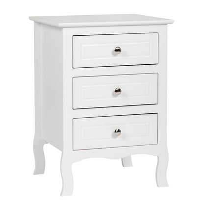 Ah-decor 45*38*63cm Country Style Three Drawer Night Table Large Size White