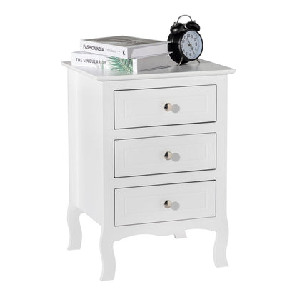 Ah-decor 45*38*63cm Country Style Three Drawer Night Table Large Size White