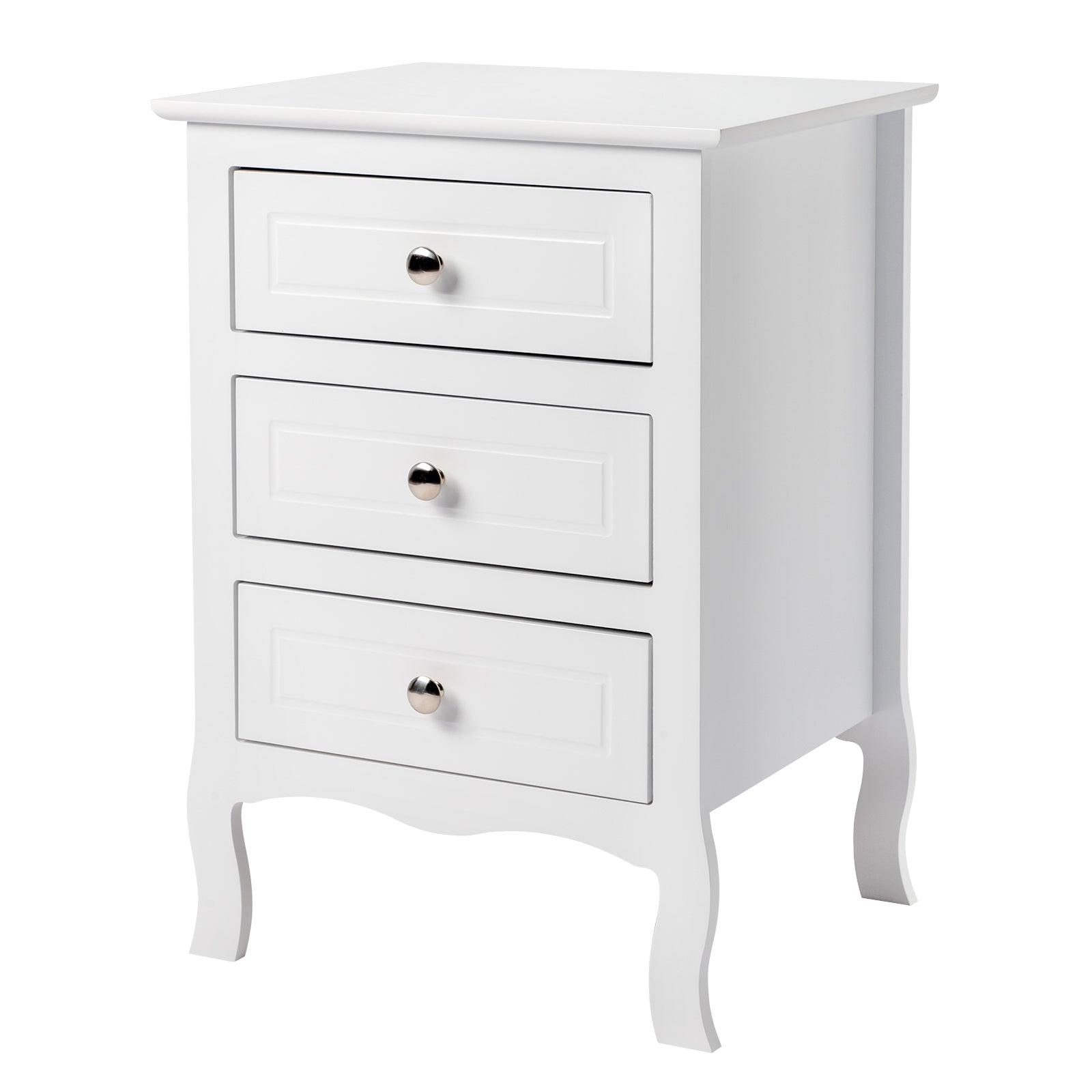 Ah-decor 45*38*63cm Country Style Three Drawer Night Table Large Size White