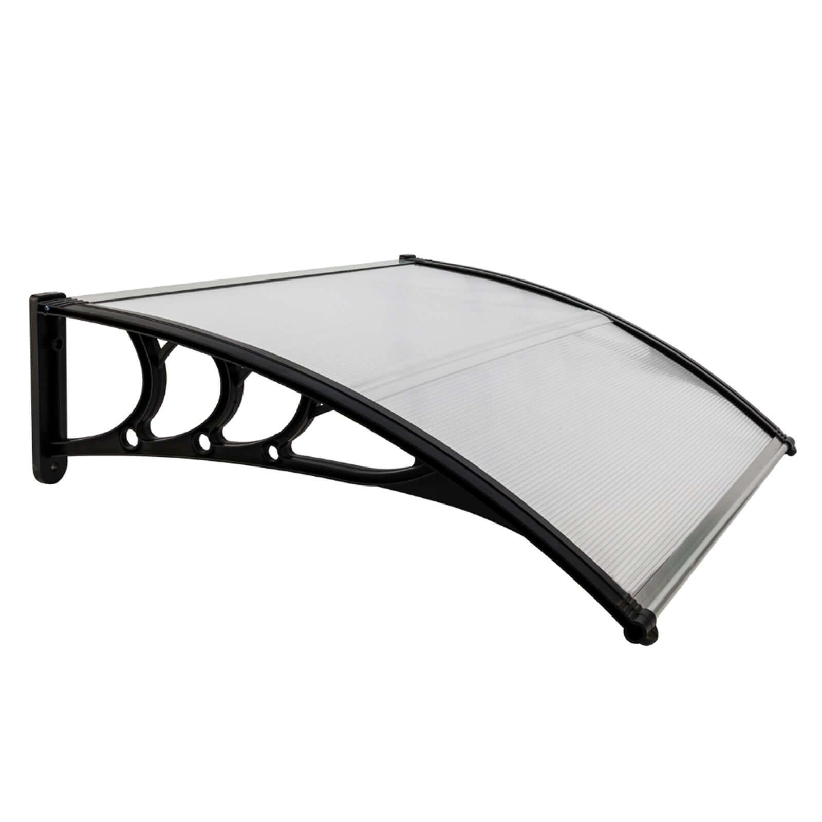 Ah-decor Awnings 39.37 x 31.5 Inch (100 x 80 Cm) Household Application Door & Window Awnings Canopy White & Black Bracket