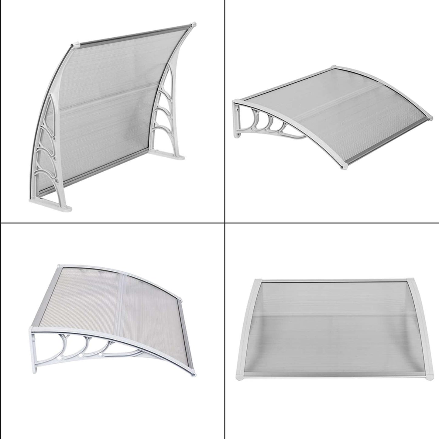 Ah-decor Awnings 39.37 x 31.5  Inch (100 x 80 Cm) Household Application Door & Window Awnings Transparent Board & White Holder