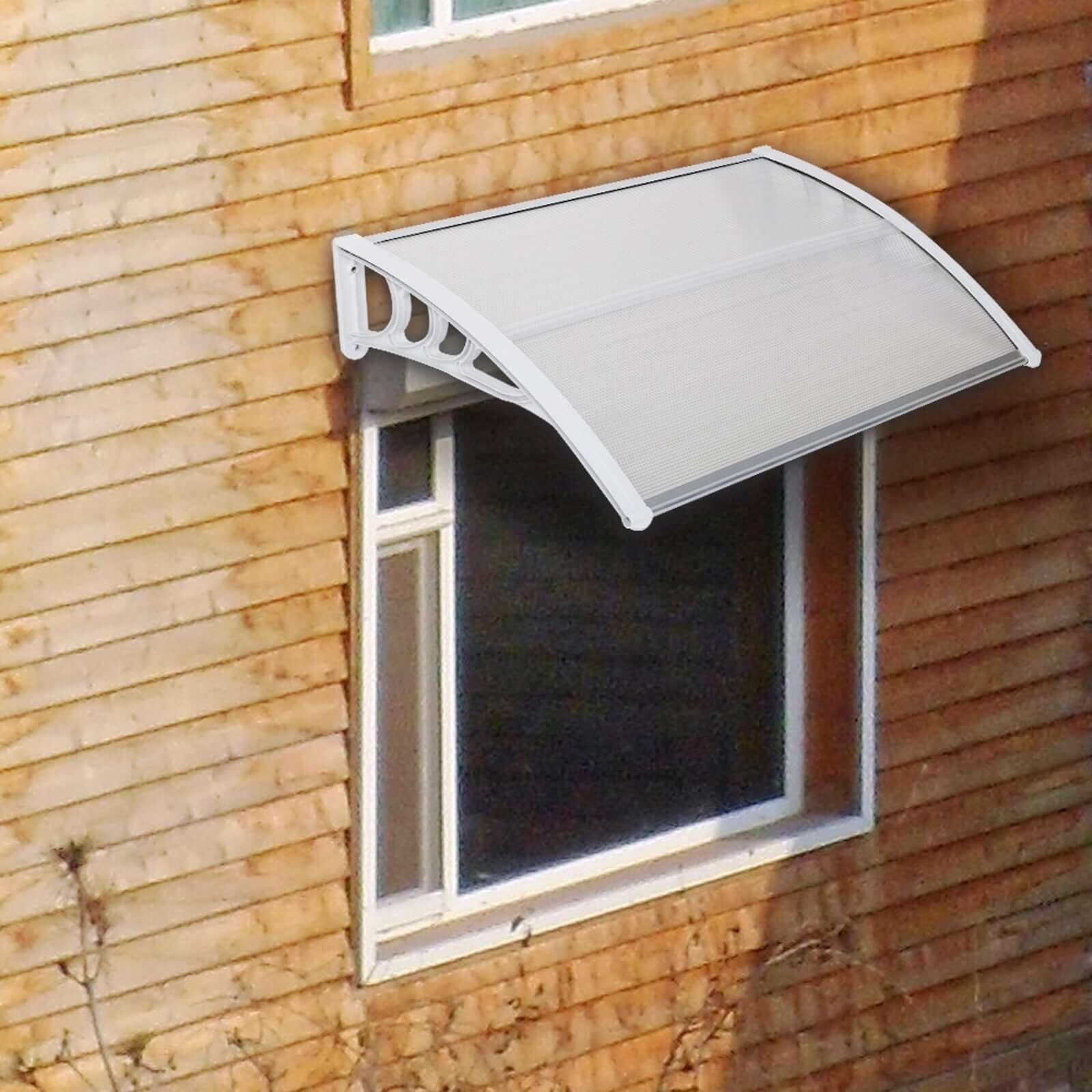 Ah-decor Awnings 39.37 x 31.5  Inch (100 x 80 Cm) Household Application Door & Window Awnings Transparent Board & White Holder