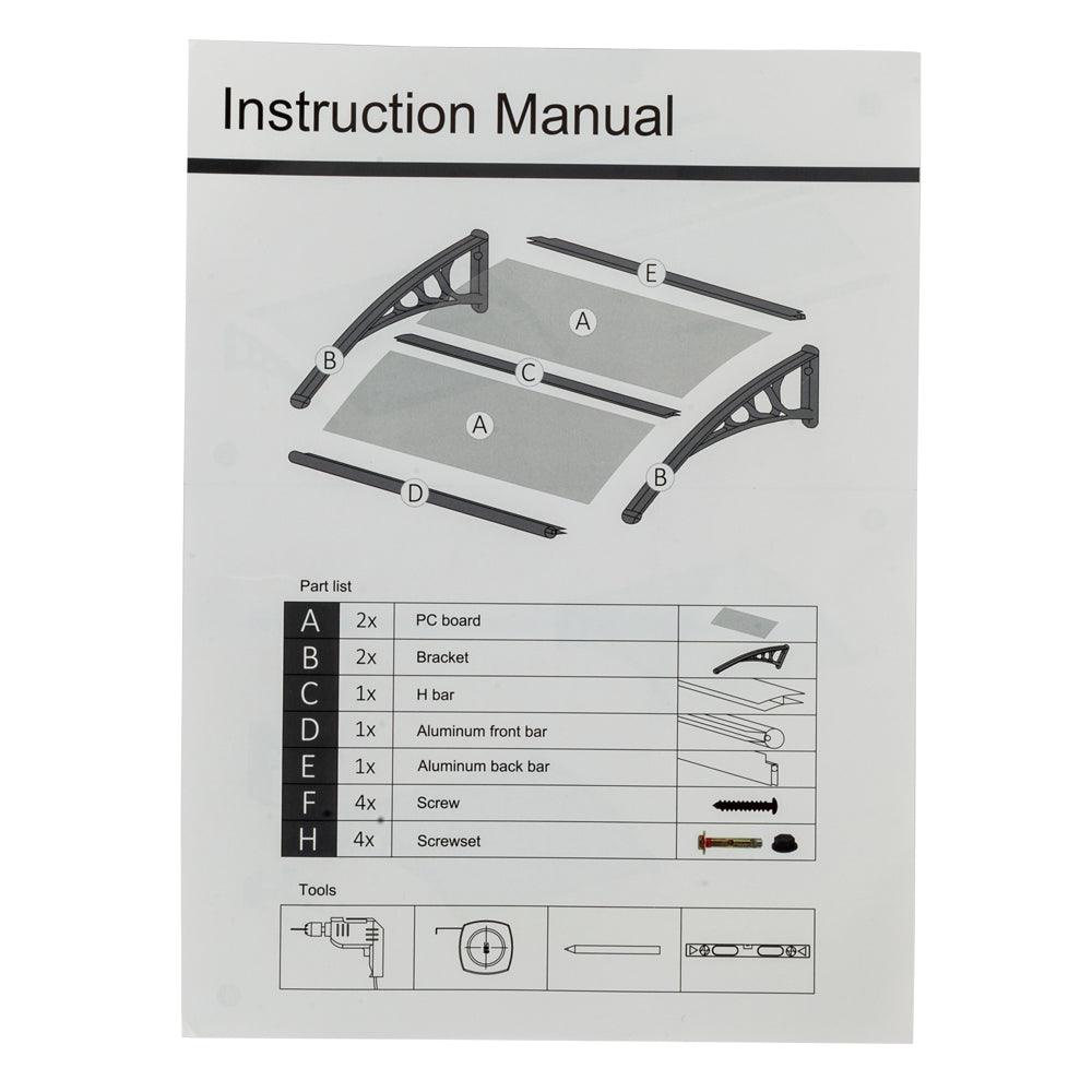 AHDECOR-HOME Awnings 39.38x 37.8 Inch Household Application Door & Window Awnings Gray Holder