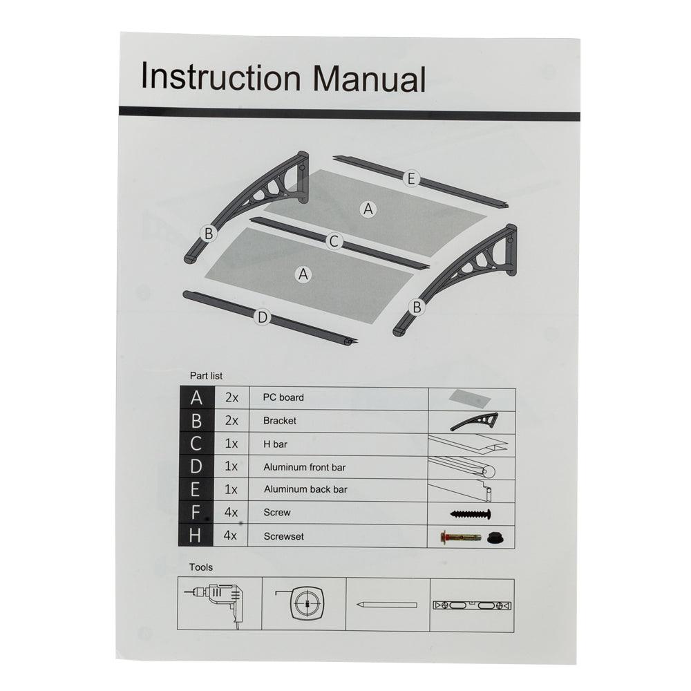 AHDECOR Home awnings Door and Window Awnings Brown Board Black Holder