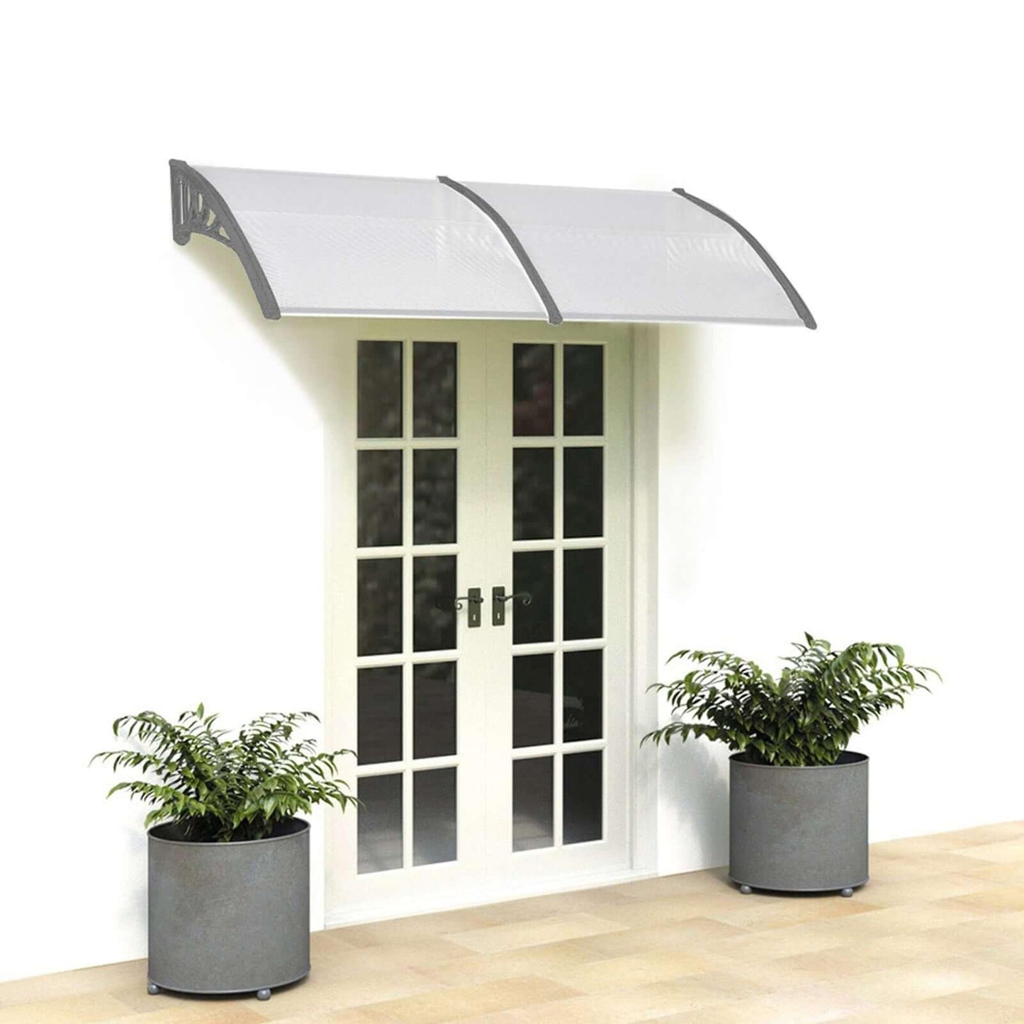 AH-DECOR Awnings Door and Window Awnings Canopy Silver-Gray Bracket