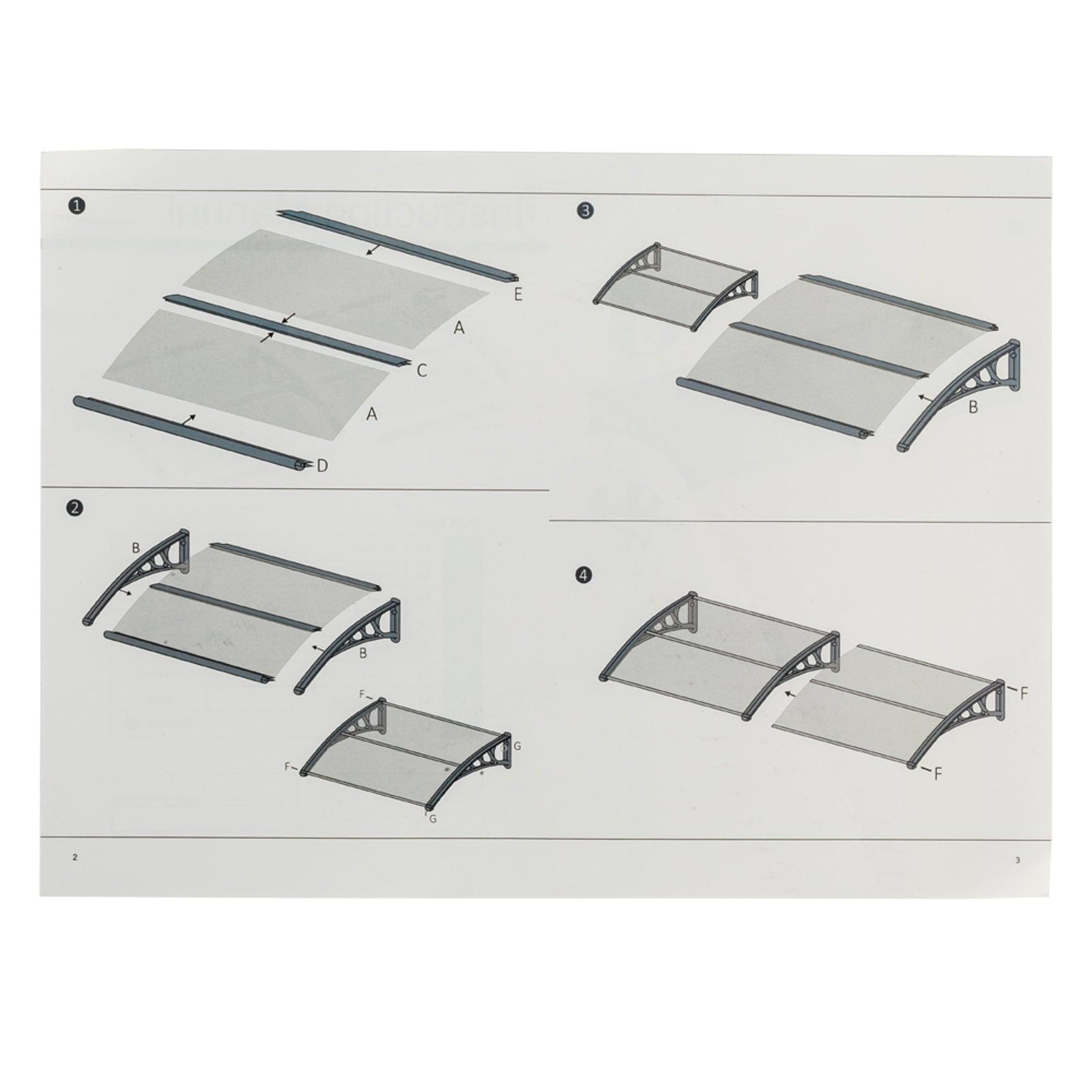 AH-DECOR Awnings Door and Window Awnings Canopy Silver-Gray Bracket