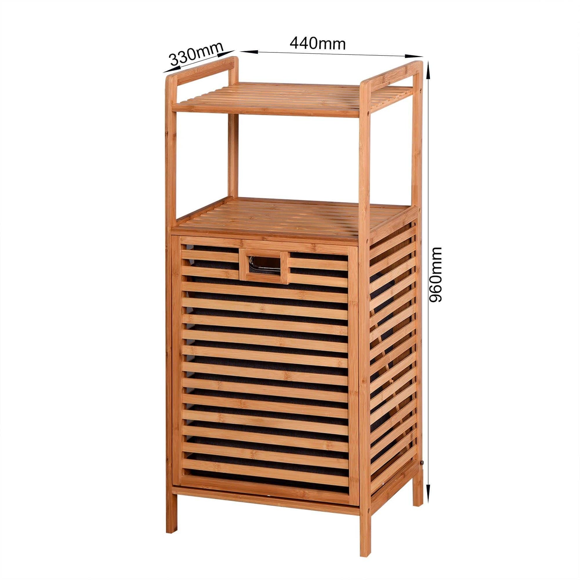 Y Bathroom Laundry Basket Bamboo Storage Basket with 2-tier Shelf 17.32 x 13 x 37.8 inch