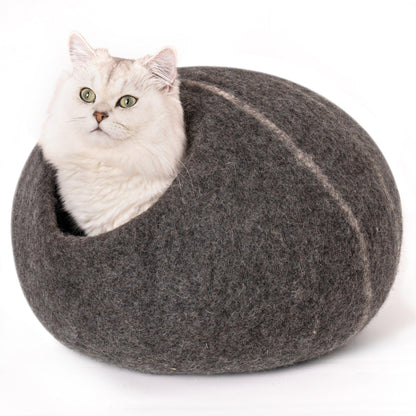 AH-DECOR cat bed Cat Cave Bed -Handmade Wool Cat Bed Cave with Mouse Toy