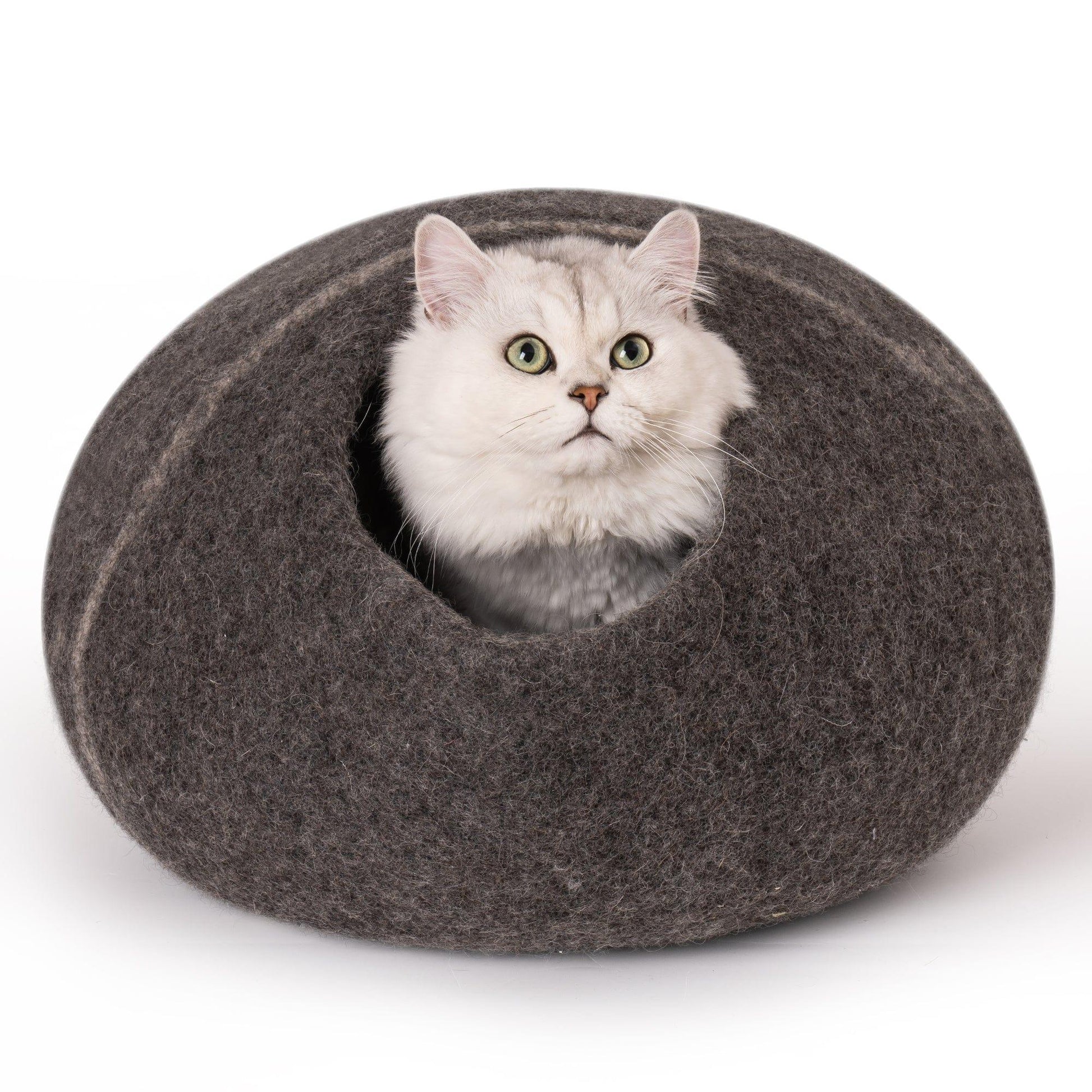 AH-DECOR cat bed Cat Cave Bed -Handmade Wool Cat Bed Cave with Mouse Toy