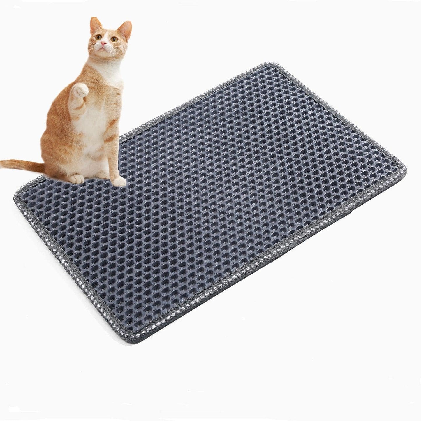 Y Cat Litter Mat, Kitty Litter Trapping Mat, Double Layer Mats with MiLi Shape Scratching design, Urine Waterproof, Easy Clean, Scatter Control  21" x 14"  Grey