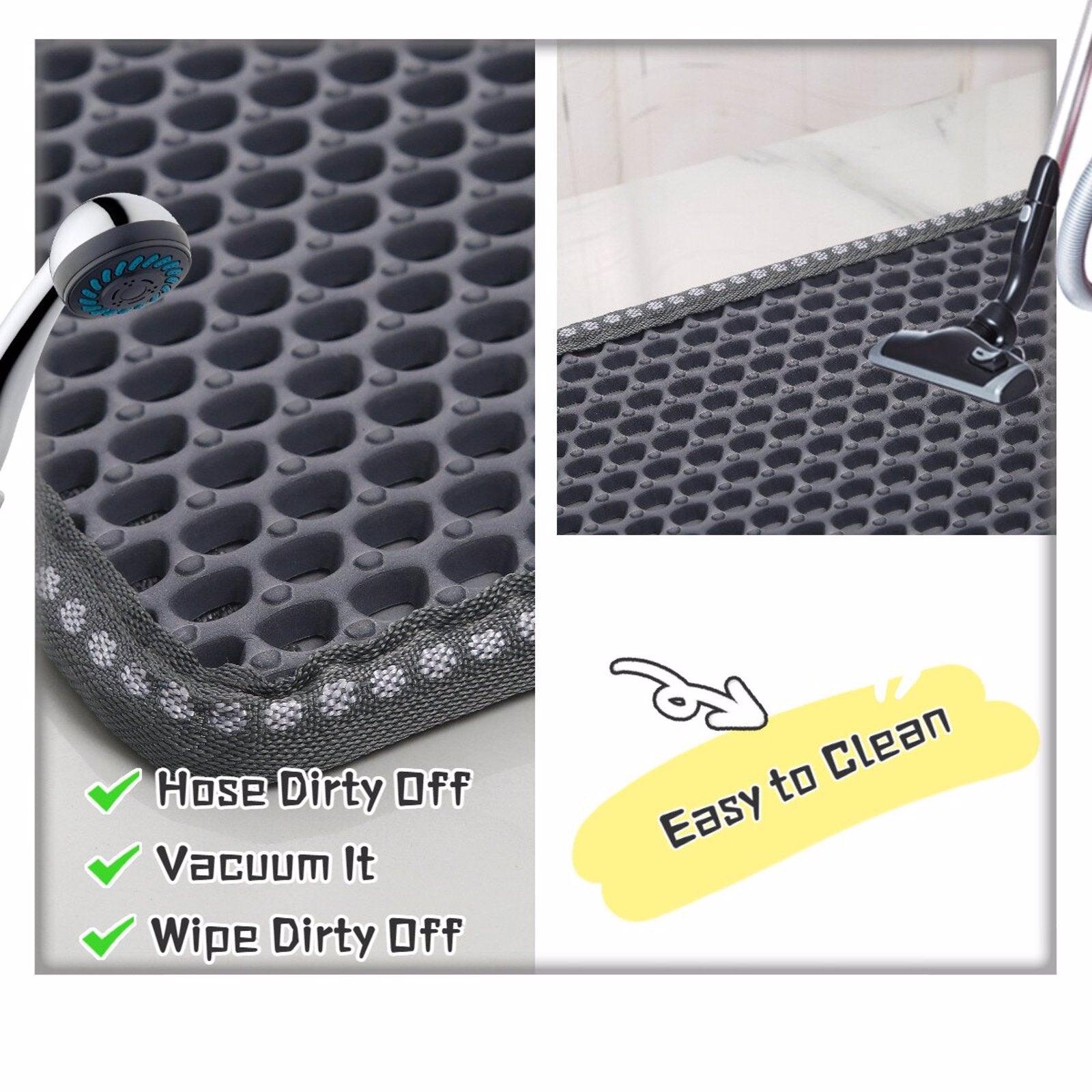 Y Cat Litter Mat, Kitty Litter Trapping Mat, Double Layer Mats with MiLi Shape Scratching design, Urine Waterproof, Easy Clean, Scatter Control  21" x 14"  Grey