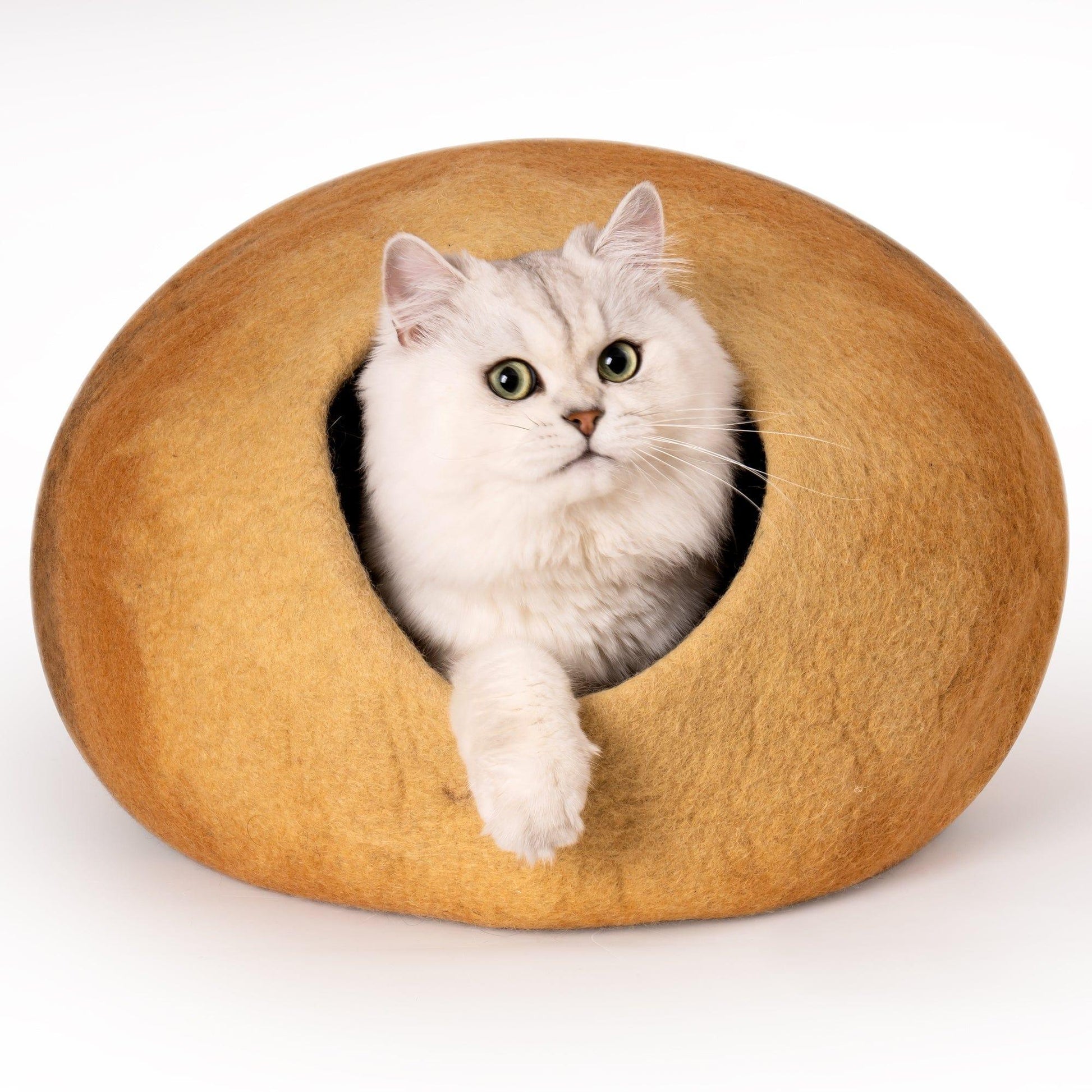 AH-DECOR cat supplies Cat Cave Bed -Handmade Wool Cat Bed Cave with Mouse Toy