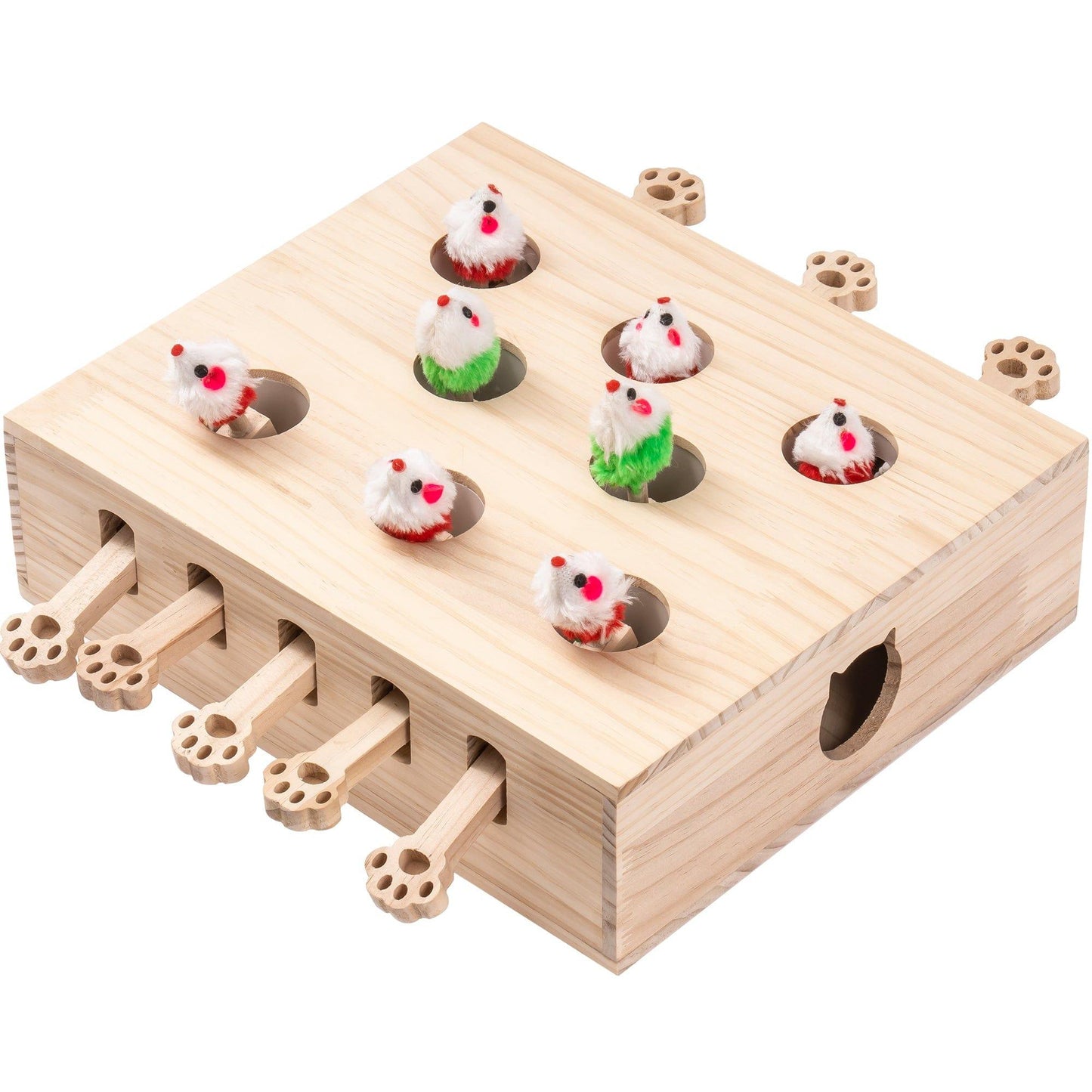 AH-DECOR cat supplies Cat Toy,Interactive Whack-a-mole Solid Wood Toys for Cats