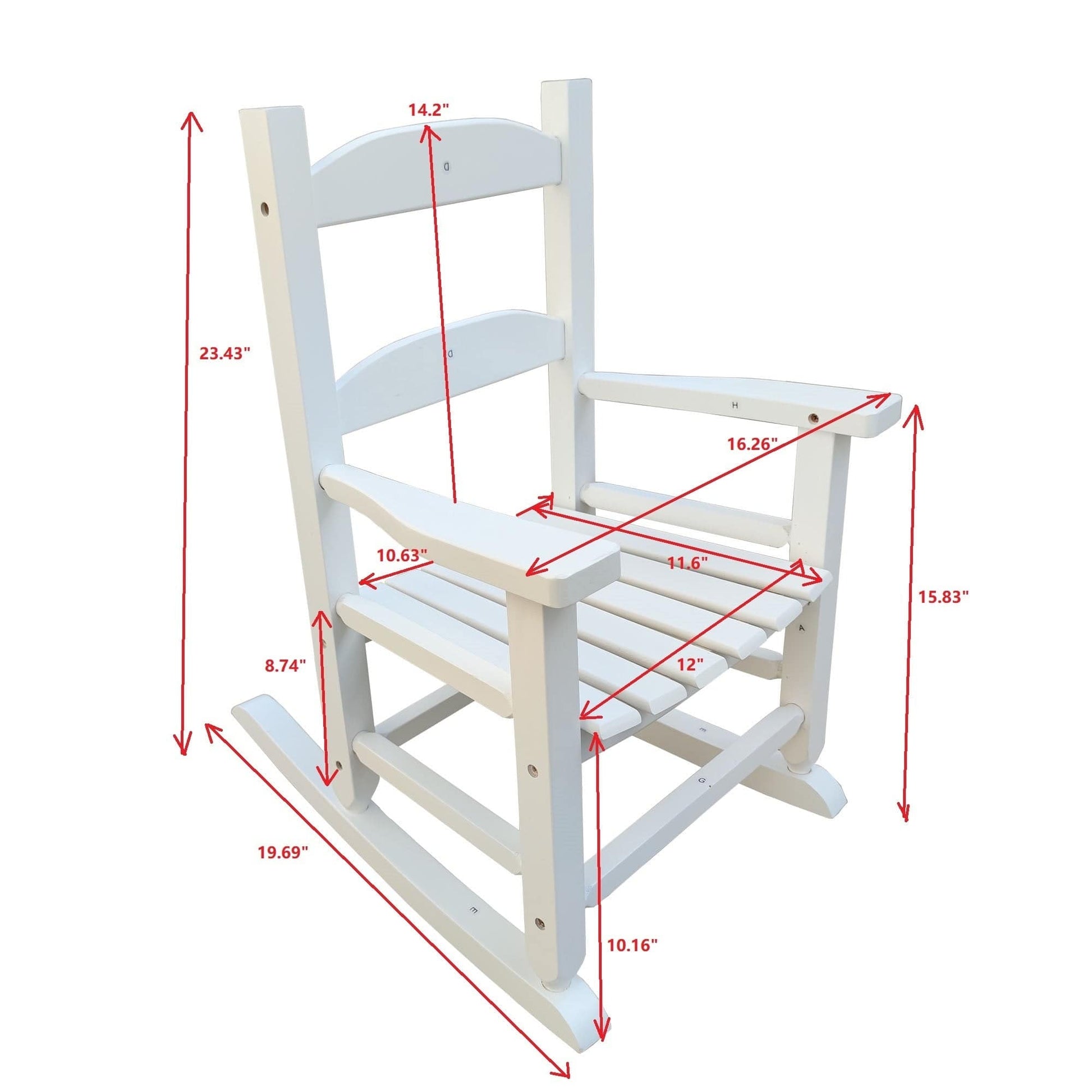 AHDECOR Children's rocking white chair- Indoor or Outdoor -Suitable for kids-Durable-populus wood