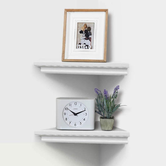 AHDECOR-HOME corner shelf White AHDECOR White Corner Wall Shelves, Wall Mounted Floating Corner Shelf for Home Décor, 2-Pack