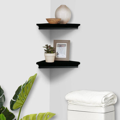 Ah-decor corner shelves Straight edge / Black Black wall mounted corner shelves living room bedroom-2-Pack