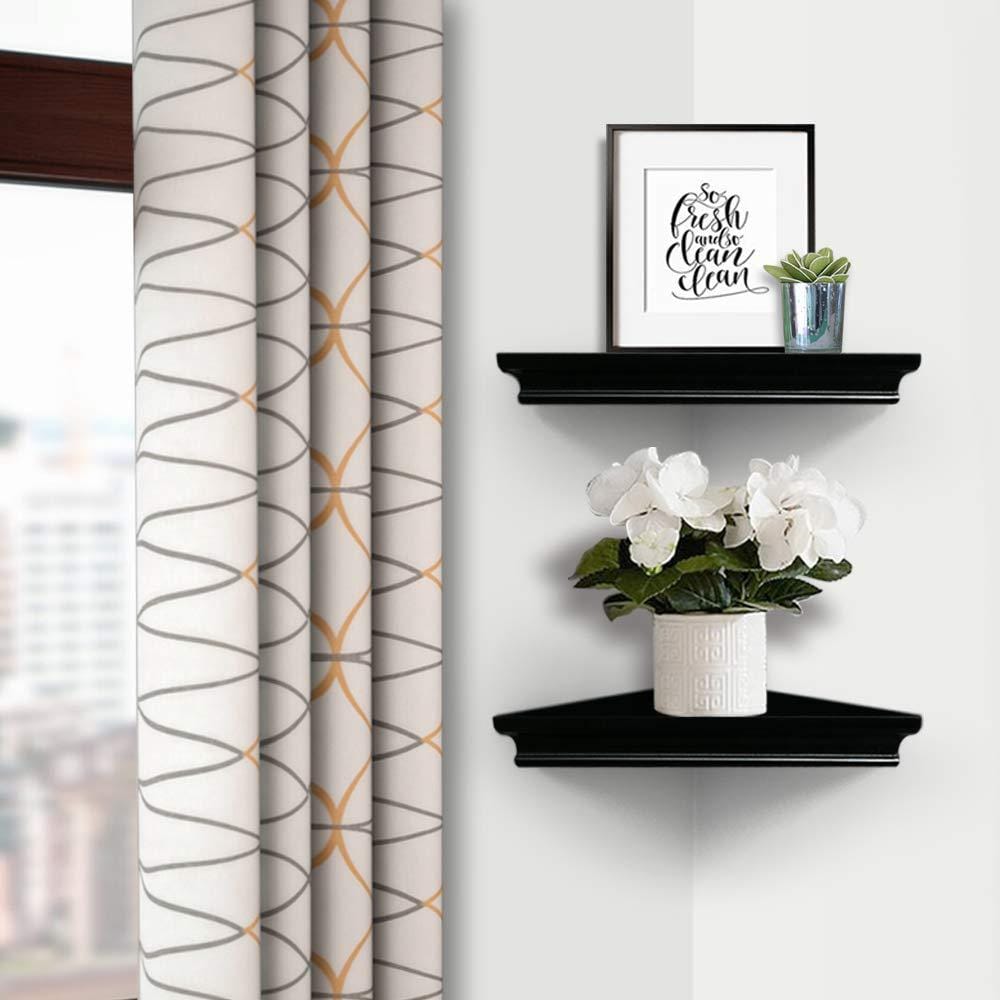 Ah-decor corner shelves Straight edge / Black Black wall mounted corner shelves living room bedroom-2-Pack