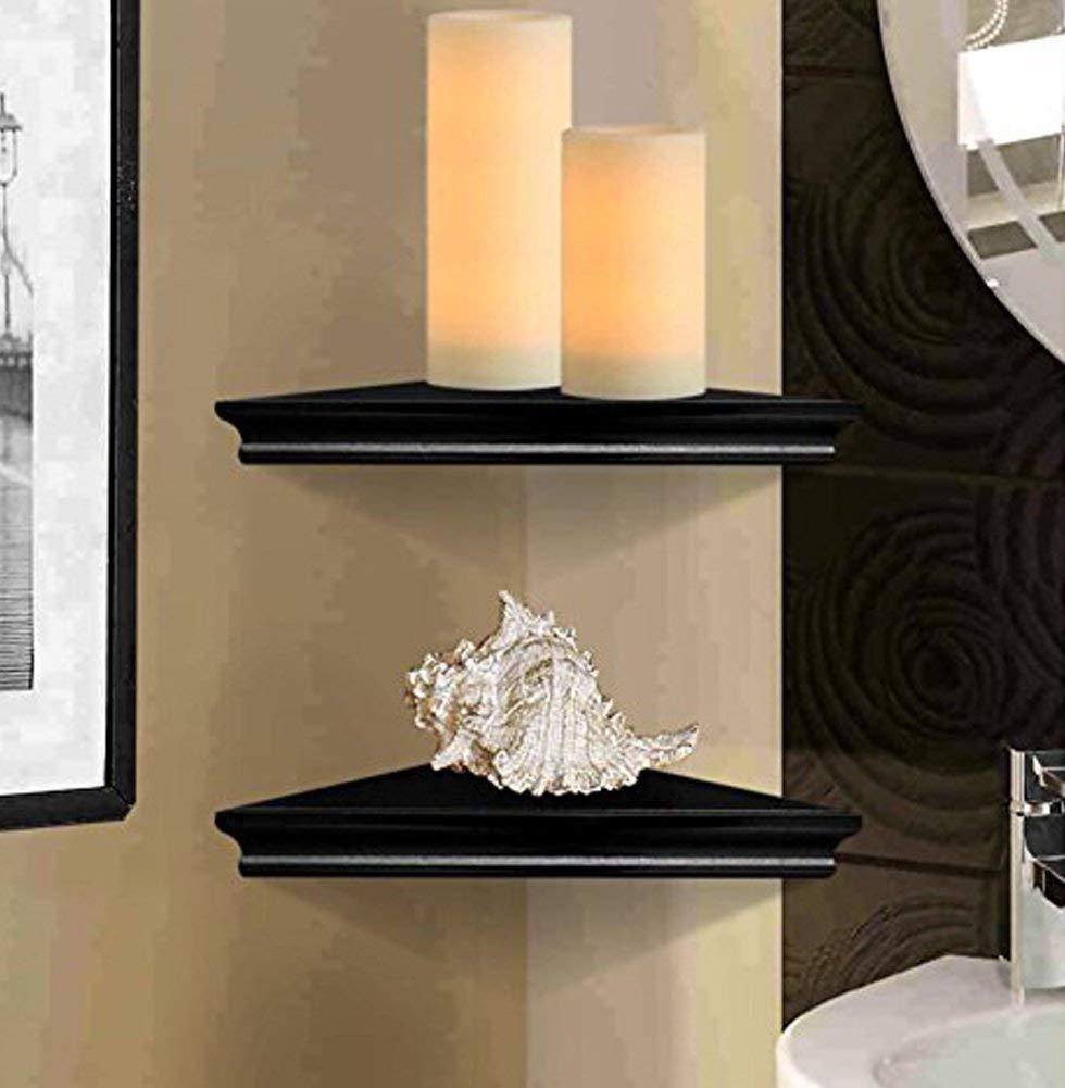 Ah-decor corner shelves Straight edge / Black Black wall mounted corner shelves living room bedroom-2-Pack