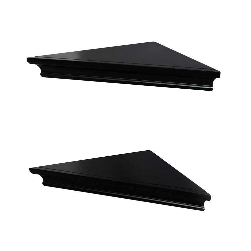 Ah-decor corner shelves Straight edge / Black Black wall mounted corner shelves living room bedroom-2-Pack