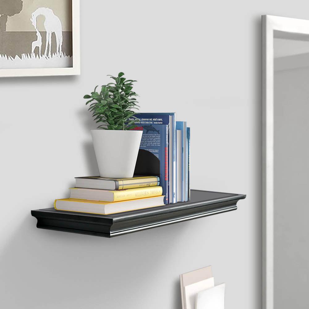 Ah-decor deep shelves 24 inch / Black AHDECOR Black Floating Shelves Wall Mounted, Deeper Wall Storage Shelf for Home Décor, Super Sturdy, Easy to Install, 24" Wide, 7.75" Deep