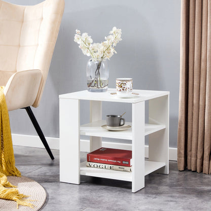 Ah-decor end table Living Room White Side Table  for Storage and  Decor