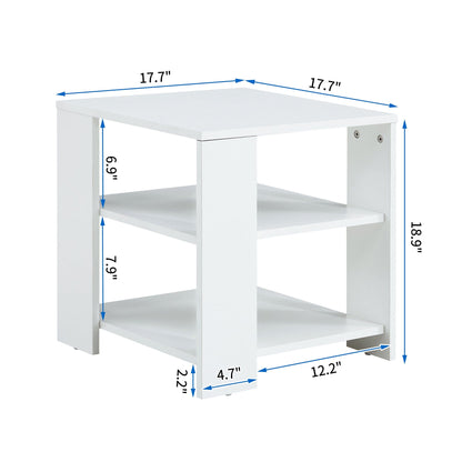 Ah-decor end table Living Room White Side Table  for Storage and  Decor