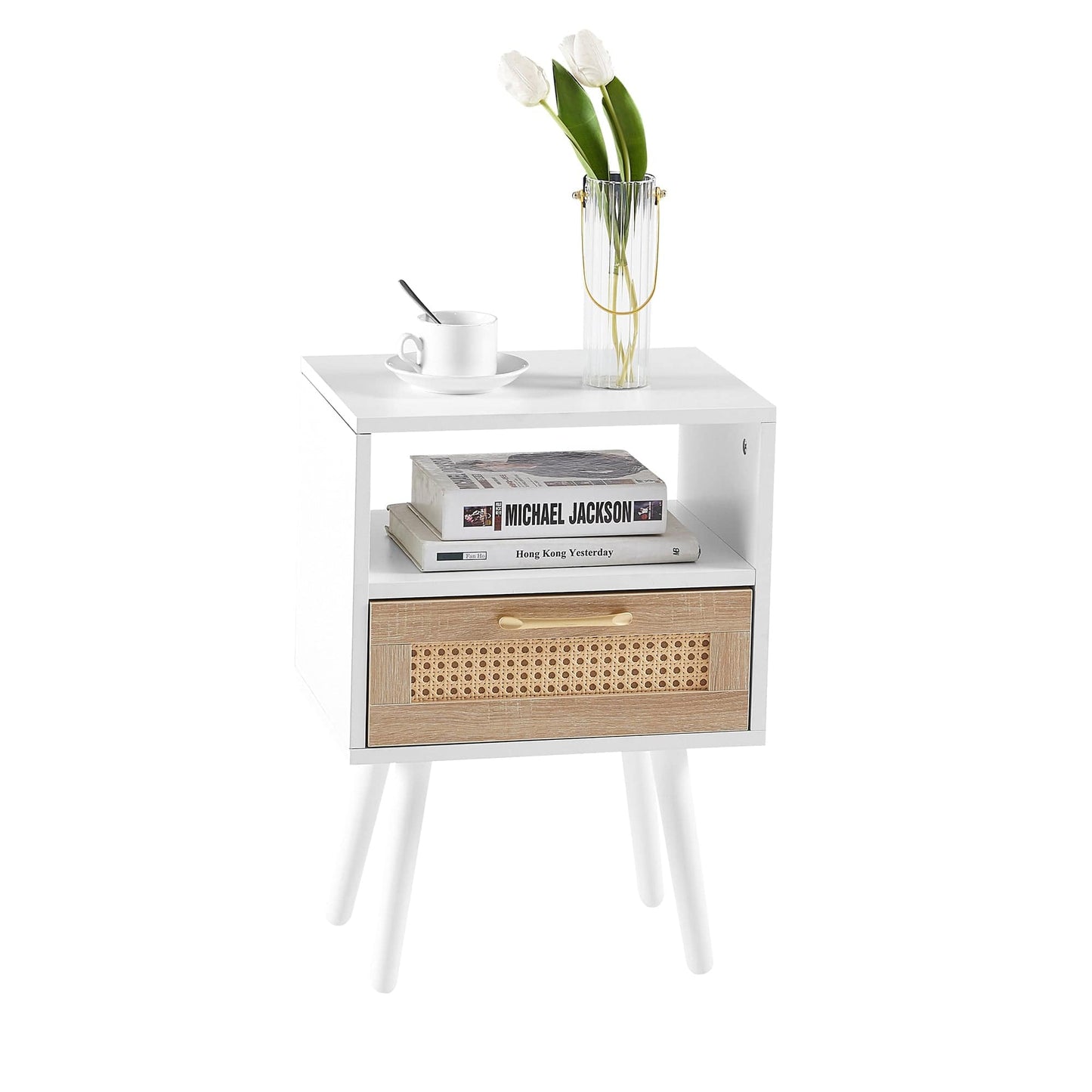 Ah-decor end tables White Storage Side Table for Home Decor