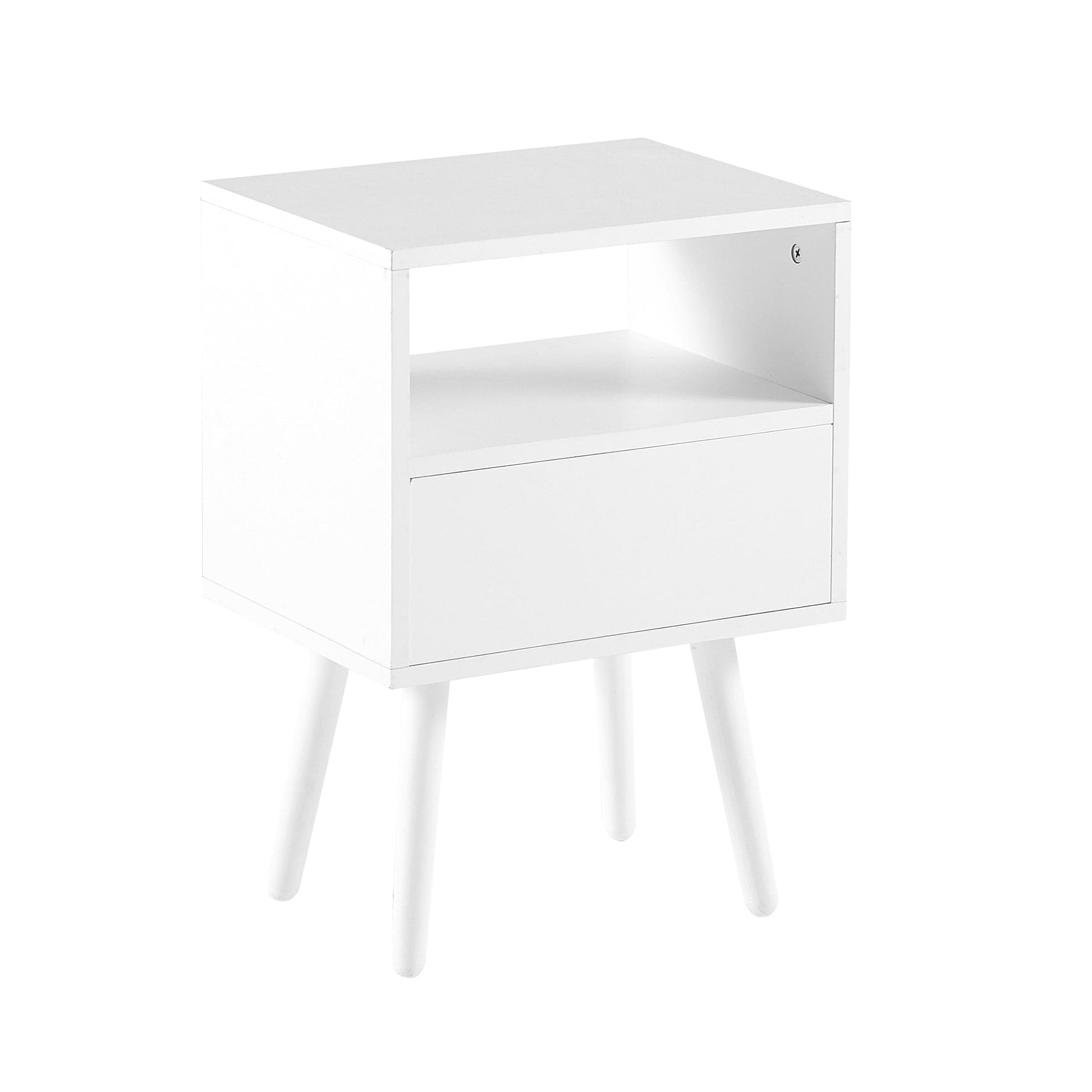 Ah-decor end tables White Storage Side Table for Home Decor