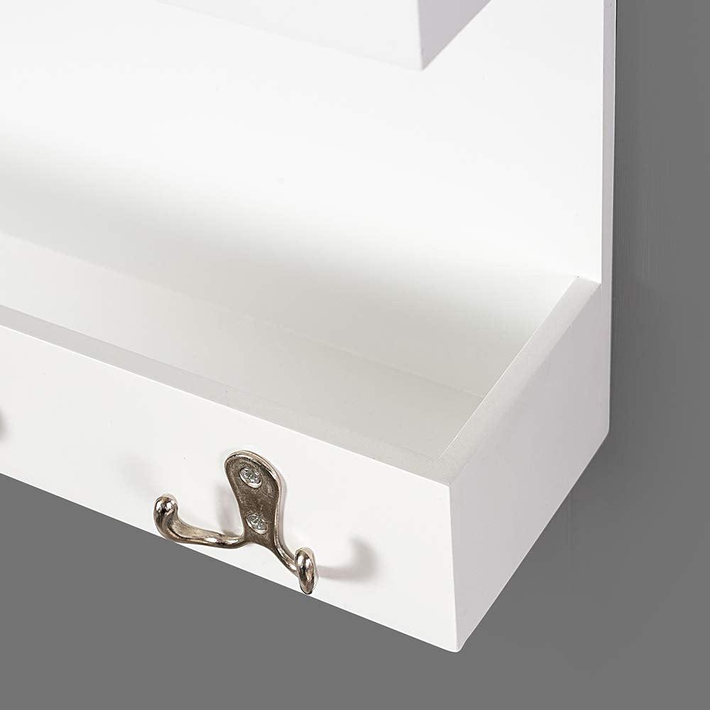 Ah-decor entry hook White AHDECOR White Entryway Wall Organizer, Storage Organizer Hanging Coat Shelf with Holder Rack