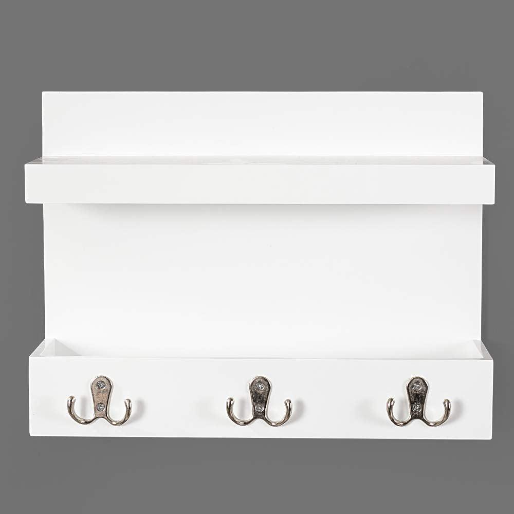 Ah-decor entry hook White AHDECOR White Entryway Wall Organizer, Storage Organizer Hanging Coat Shelf with Holder Rack