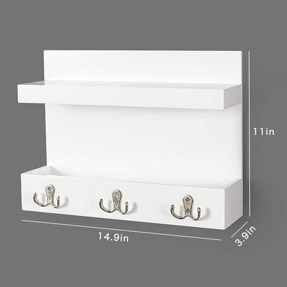 Ah-decor entry hook White AHDECOR White Entryway Wall Organizer, Storage Organizer Hanging Coat Shelf with Holder Rack