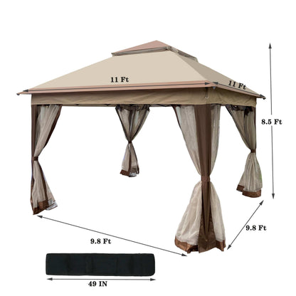 AH-DECOR Gazebo Outdoor 11x 11Ft Pop Up Gazebo Canopy With Removable Zipper Netting,2-Tier Soft Top Event Tent,Suitable For Patio Backyard Garden Camping Area