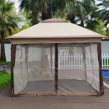 AH-DECOR Gazebo Outdoor 11x 11Ft Pop Up Gazebo Canopy With Removable Zipper Netting,2-Tier Soft Top Event Tent,Suitable For Patio Backyard Garden Camping Area