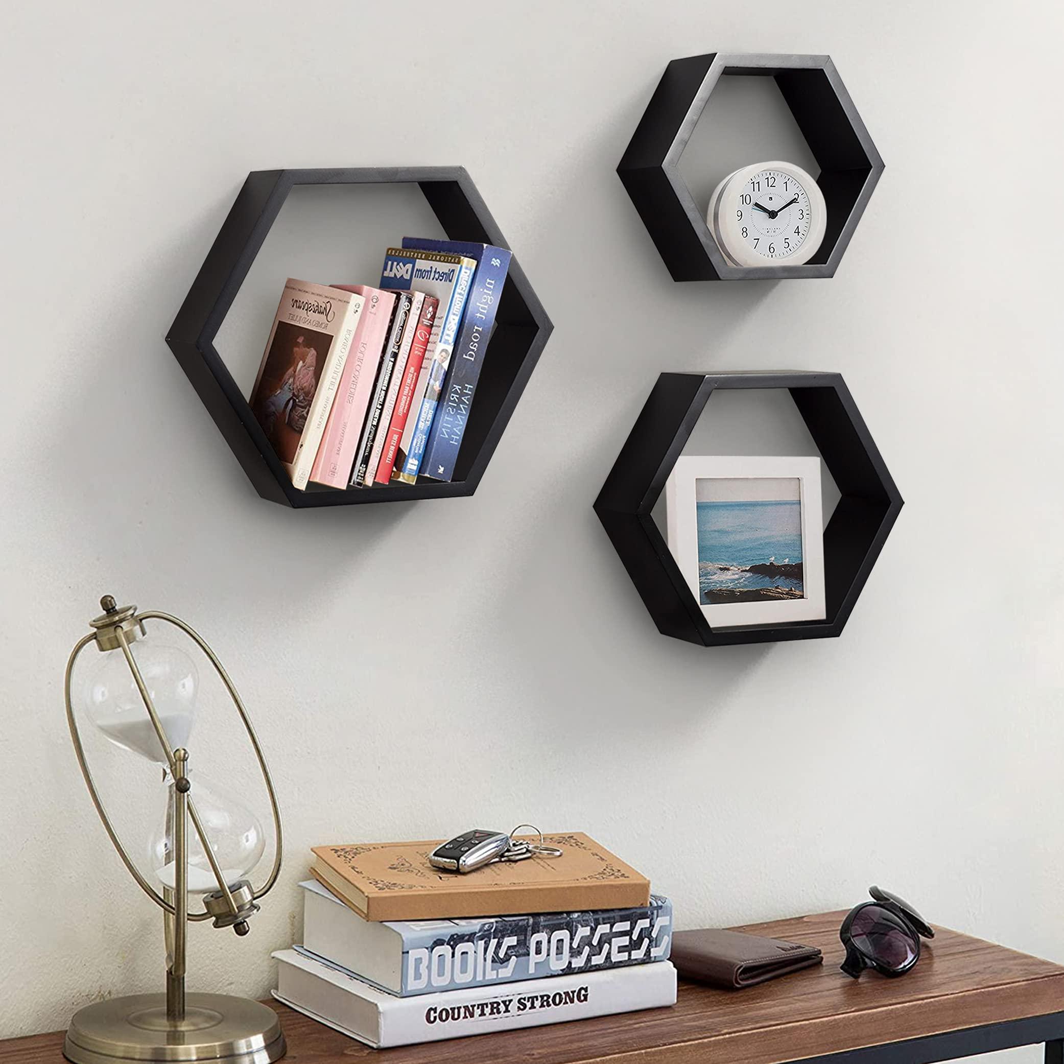 Set 2024 of 3 Octagon Wall Shelves