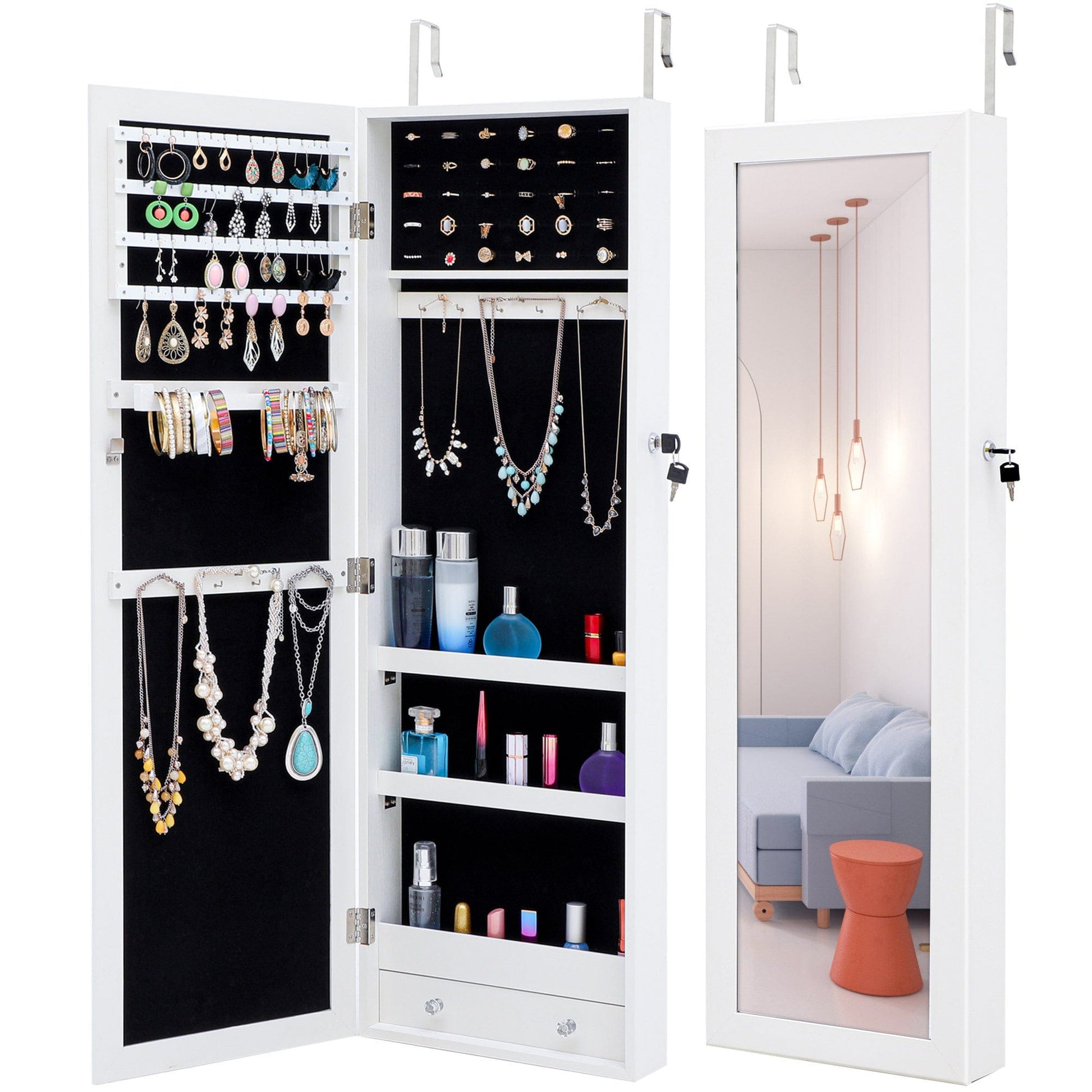 Ah-decor Jewelry Armoire with Mirror Jewelry Armoire with Mirror