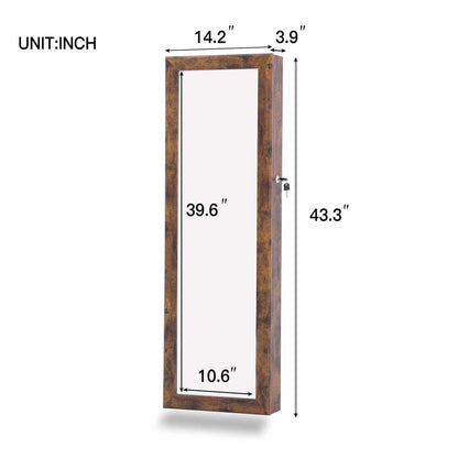 AHDECOR Jewelry Cabinet Organizer Fashion Simple Jewelry Storage Mirror Cabinet Can Be Hung On The Door Or Wall