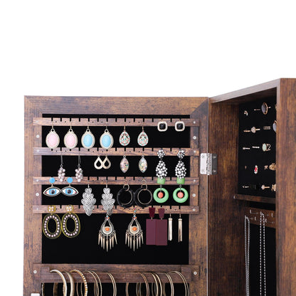 AHDECOR Jewelry Cabinet Organizer Fashion Simple Jewelry Storage Mirror Cabinet Can Be Hung On The Door Or Wall