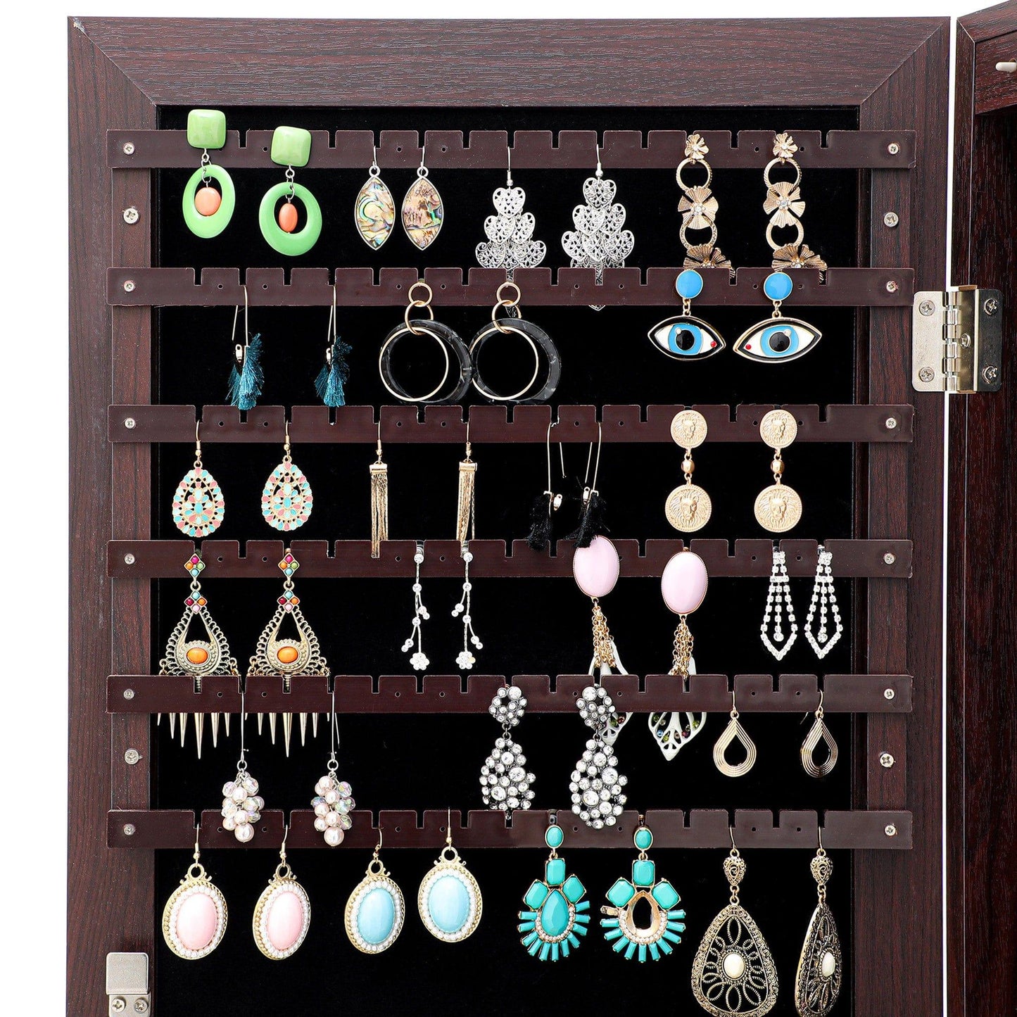 AHDECOR Jewelry Cabinet Organizer Fashion Simple Jewelry Storage Mirror Cabinet With LED Lights Can Be Hung On The Door Or Wall