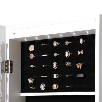 AHDECOR Jewelry Cabinet Organizer Fashion Simple Jewelry Storage Mirror Cabinet With LED Lights Can Be Hung On The Door Or Wall