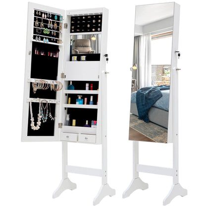 AHDECOR Jewelry Cabinet Organizer Fashion Simple Jewelry Storage Mirror Cabinet With LED Lights,For Living Room Or Bedroom