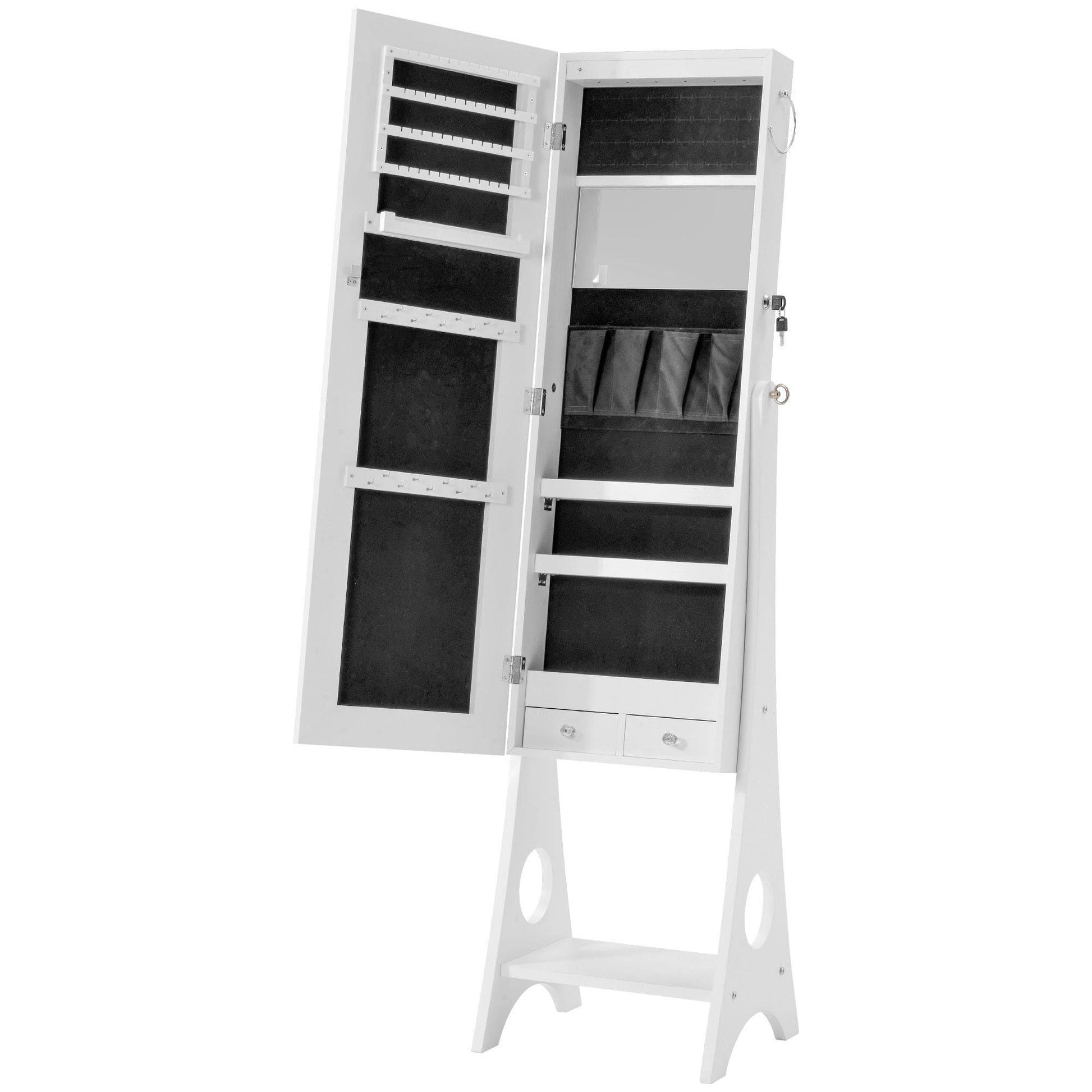 AHDECOR Jewelry Cabinet Organizer Fashion Simple Jewelry Storage Mirror Cabinet With LED Lights,For Living Room Or Bedroom