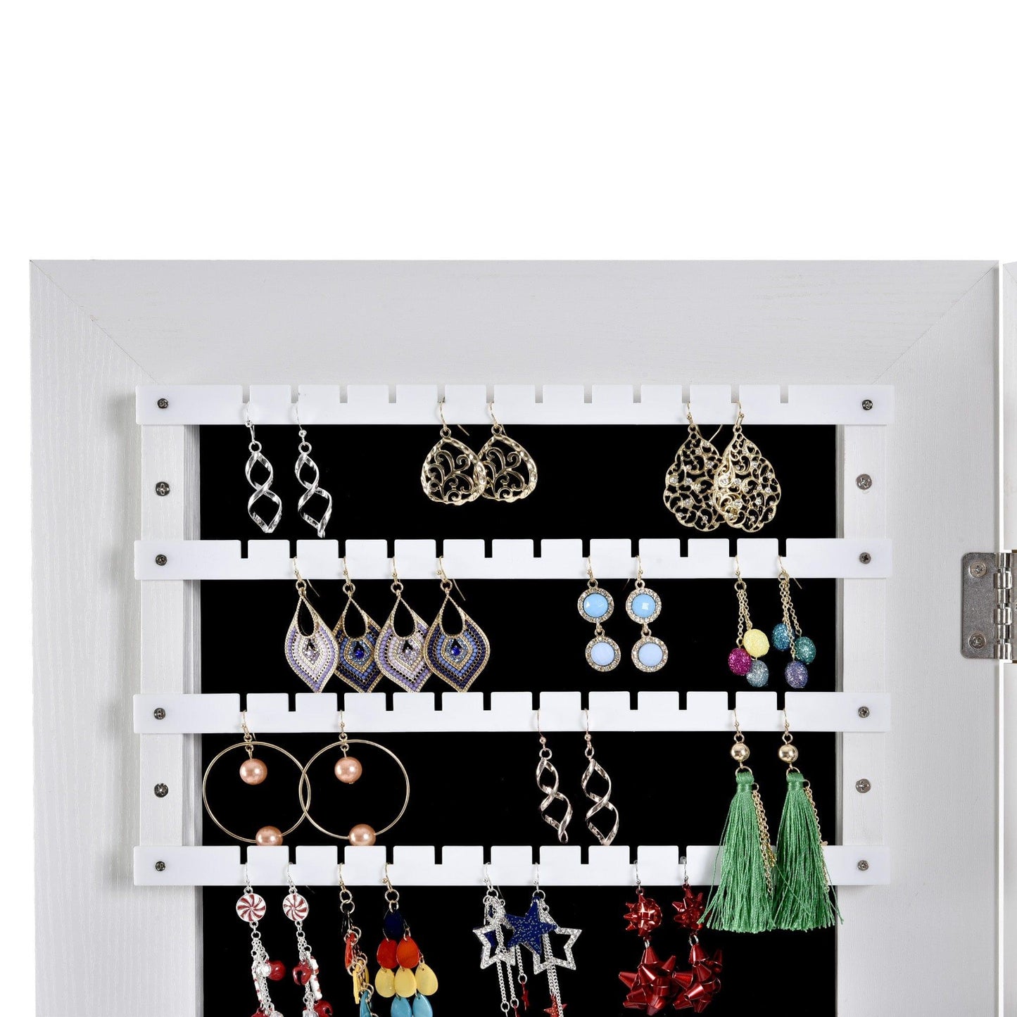 AHDECOR Jewelry Cabinet Organizer Fashion Simple Jewelry Storage Mirror Cabinet With LED Lights,For Living Room Or Bedroom