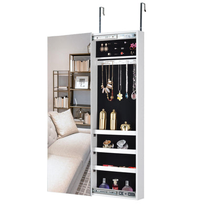 AHDECOR Jewelry Cabinet Organizer Full Mirror Jewelry Storage Cabinet With with Slide Rail Can Be Hung On The Door Or Wall